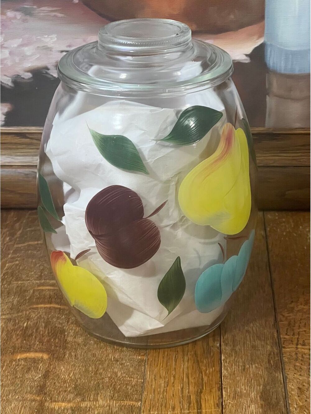 Bartlett Collins hand painted cookie jar with lid  (call out)